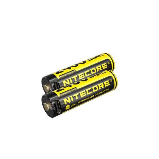 Nitecore Li Ion Rechargeable Usb C Aa Battery 2400 Mah 1.5 V 2 Pk
