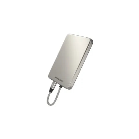 Nitecore 5,000 Mah Magnetic Ultra Thin Power Bank Built In Usb C Titanium Gray
