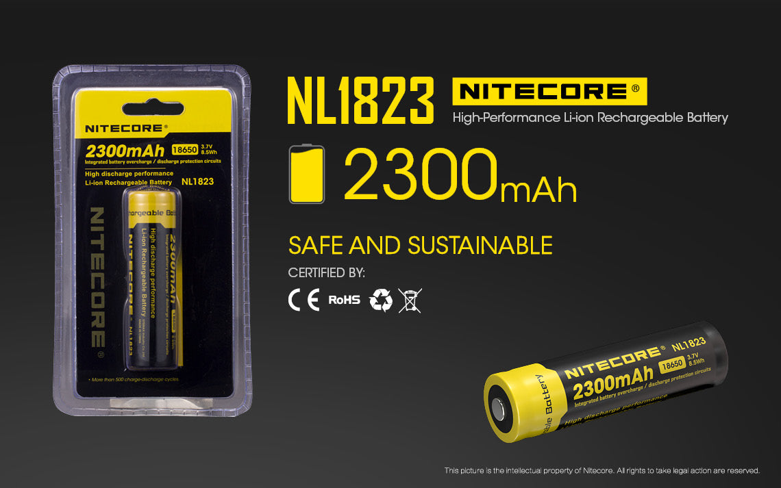 Nitecore Li Ion Rechargeable Battery 18650 (3.7v / 2300m Ah)