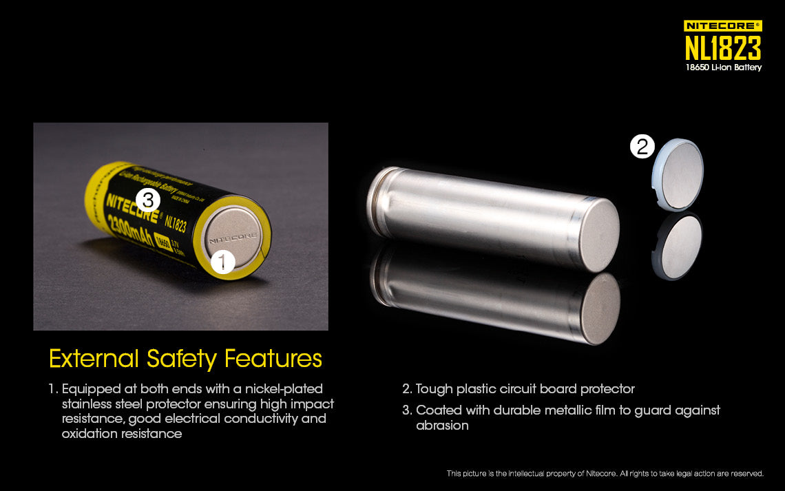 Nitecore Li Ion Rechargeable Battery 18650 (3.7v / 2300m Ah)