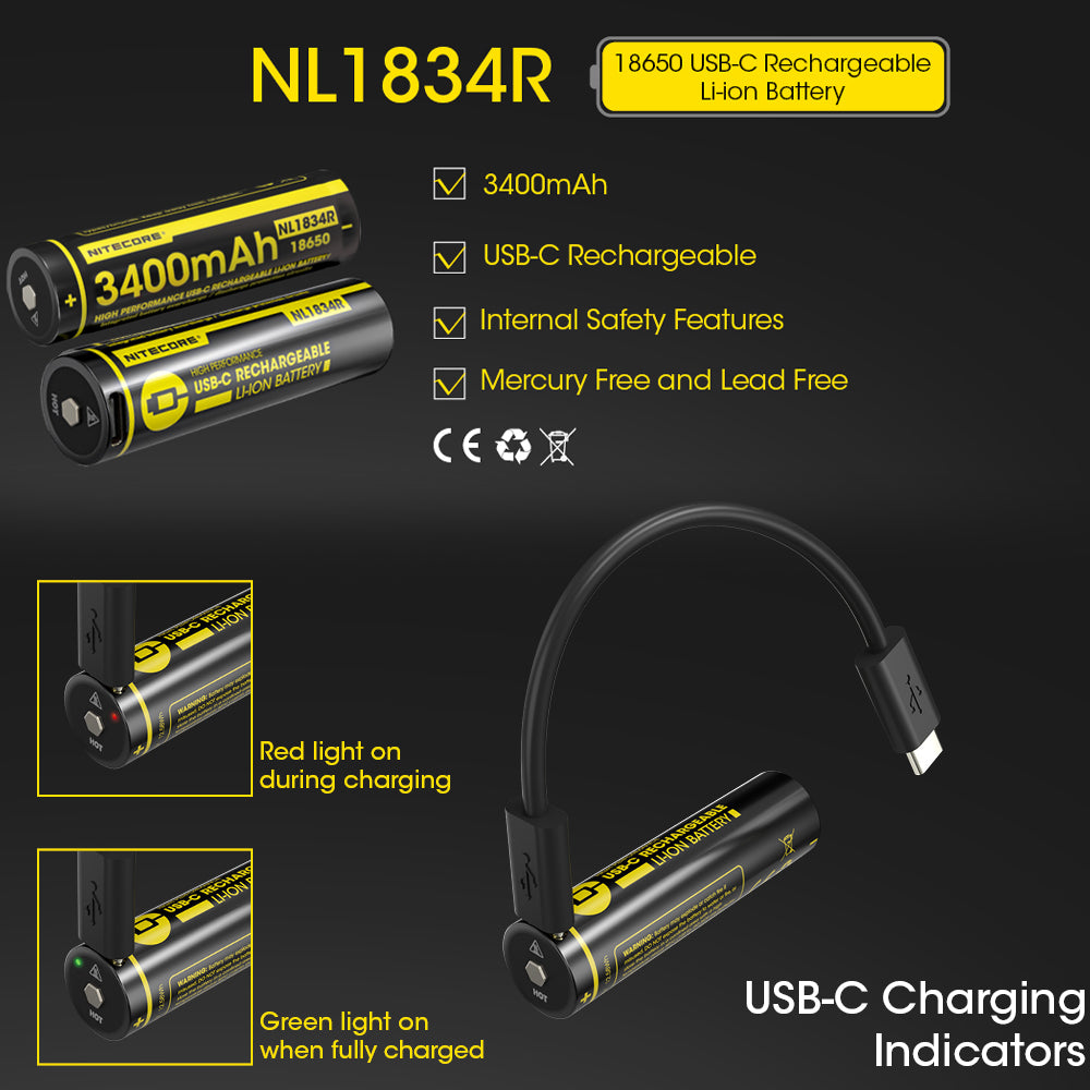 Nitecore 18650 Rechargeable Battery 3.7 V 3400 Mah