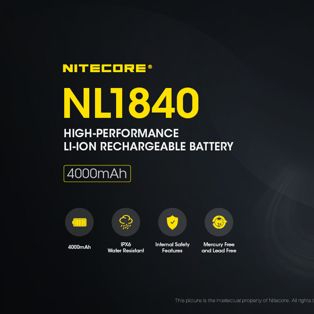 Nitecore 18650 Rechargeable Battery 3.6 V 5 A 4000 Mah