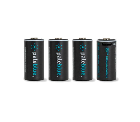 Pale Blue CR123A lithium rechargeable 4pk - USB-C