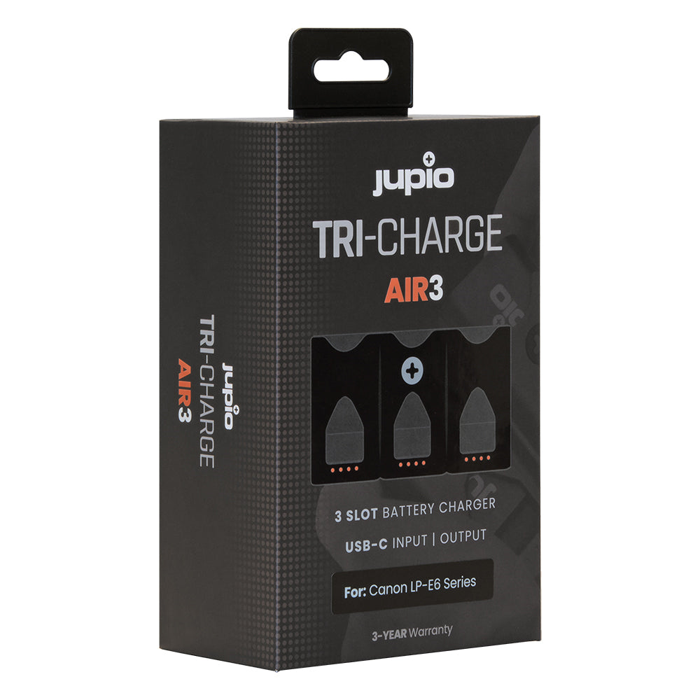 Jupio Tri Charge Air3 Charger & Powerbank For Canon Lp E6 Series