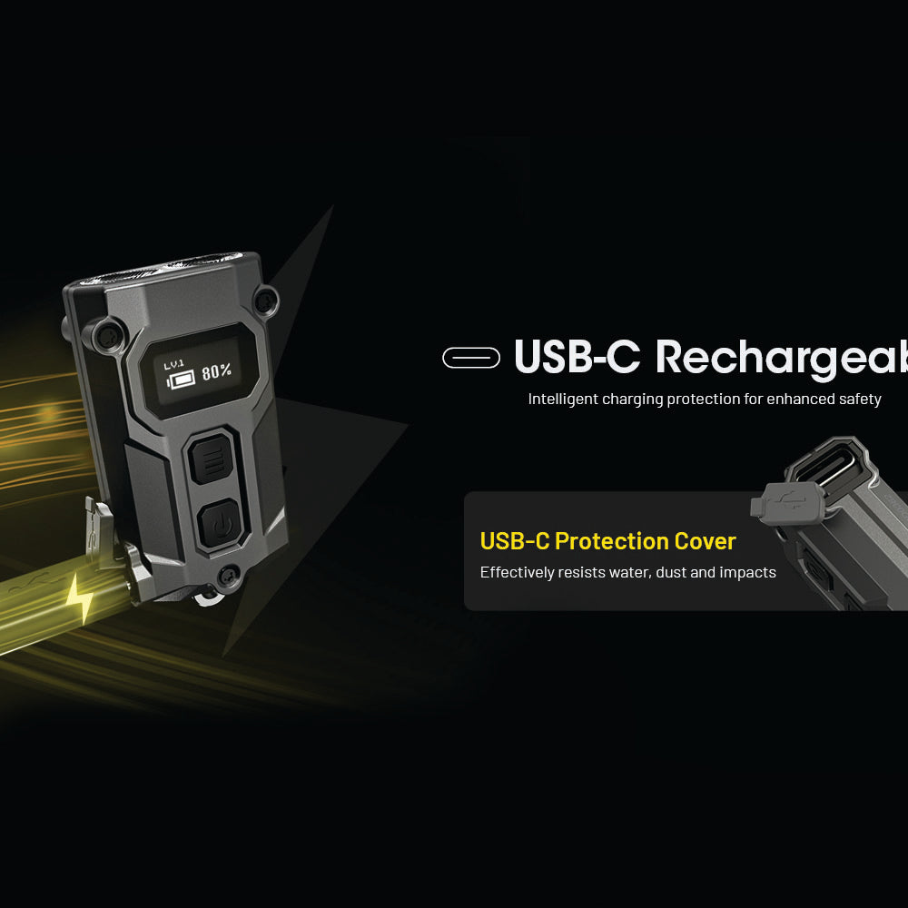 Nitecore 600 Lumen Usb C Rechargeable Keychain Torch Black