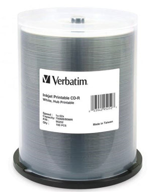Verbatim CD-R 700MB 52x White Printable 100 Pack on Spindle