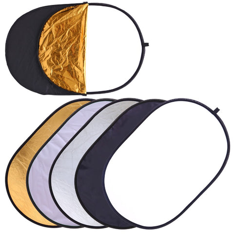 5 in 1 Oval Collapsible Light Reflector 60x90cm