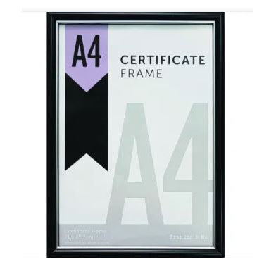 Certificate Frame A4 Blk & Slv