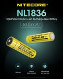 Nitecore Li Ion Rechargeable 18650 Battery 3600 Mah 3.6 V